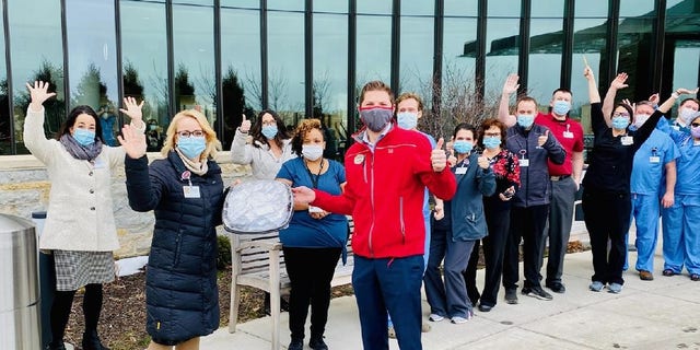Norton Shores grandly debuted with a generous gesture. On Wednesday, franchise owner Matt Lewis visited the local outpost of Mercy Health, surprising health care workers there with 100 vouchers for free Chick-fil-A for a year.
