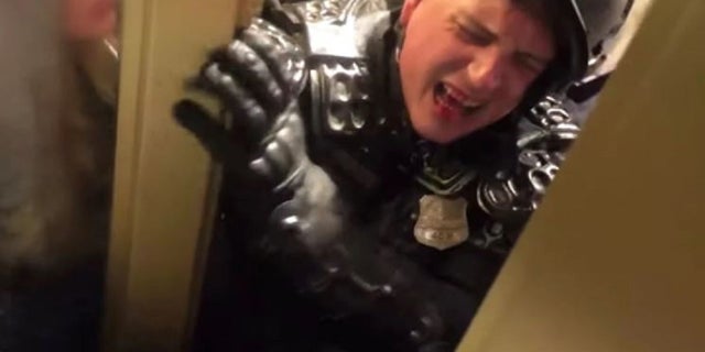 Washington, D.C, police officer Daniel Hodges was crushed in a doorway during the Jan. 6 insurrection in the U.S. Capitol.