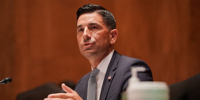 Department of Homeland Security acting Secretary Chad Wolf testifies during his Senate confirmation hearing on Sept. 23, 2020, in Washington.