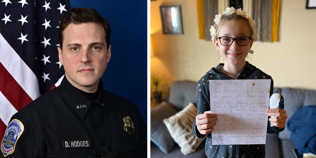 Hodges is now recovering following the incident, police say. At right is Emma Jablonski, holding her letter. (Metropolitan Police Department/Courtesy Johnna Jablonski)