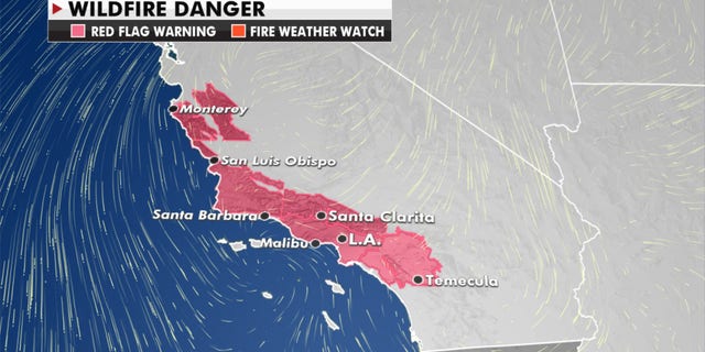 Forecasters have warned of wildfire danger in California.