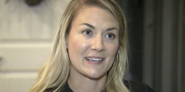 In this image taken from video provided by WRAL-TV, Capt. Emily Rainey speaks during an interview with WRAL-TV, in Southern Pines, N.C., in May 2020. The Army is investigating Rainey, a psychological operations officer, who led a group of people from North Carolina to the rally in Washington that led to the deadly riot in the U.S. Capitol by supporters of President Donald Trump.