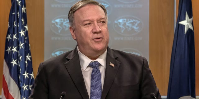 Mike Pompeo, U.S. secretary of state, speaks during a news conference at the State Department in Washington, D.C., March 5, 2020.