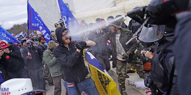 Protesters gather on the second day of pro-Trump events fueled by President Donald Trump's continued claims of election fraud in an to overturn the results before Congress finalizes them in a joint session of the 117th Congress on Wednesday, Jan. 6, 2021 in Washington, DC. (Kent Nishimura / Los Angeles Times via Getty Images)