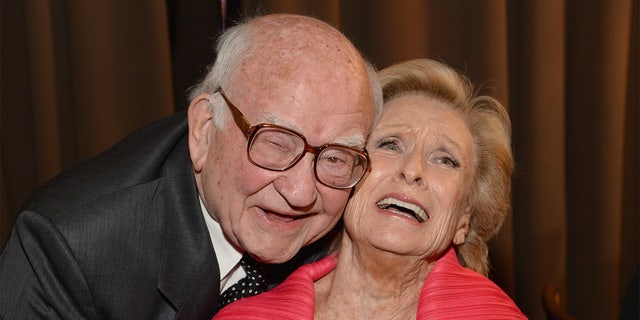 Honoree Ed Asner (L) and actress Cloris Leachman attend the Humane Society of the United States' Los Angeles Benefit Gala at the Beverly Wilshire Hotel on May 16, 2015, in Beverly Hills, California.,