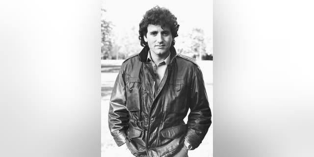 Actor Frank Stallone promoting the movie 'Staying Alive' in London, circa 1983.