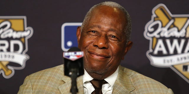 Hank Aaron is shown in 2017. In 1982, the first year he was eligible, Aaron was elected into the National Baseball Hall of Fame.