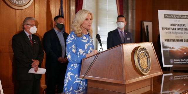 Janice Dean testifies in Albany calling for an independent nursing home investigation in 2020.