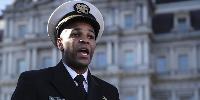 Vice Admiral Jerome Adams, the former U.S. surgeon general, speaks during a television interview outside the White House in Washington, D.C., on Tuesday, Dec. 8, 2020. Adams, when pushed last year on changing health guidance, said that the recommendations were changing based on the best understanding of the science at any given time. (Oliver Contreras/Sipa/Bloomberg via Getty Images)