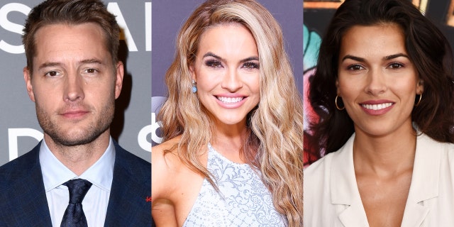 'The Young and the Restless' star Justin Hartley (left) filed for divorce from Chrishell Stause (center) and is now dating Sofia Pernas (right).