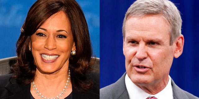 Vice President Kamala Harris and Tennessee Gov. Bill Lee.