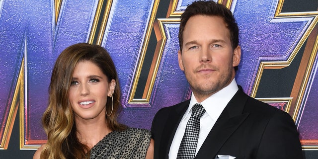 Katherine Schwarzenegger (left) has shared the first photo of her daughter with Chris Pratt (right). (VALERIE MACON/AFP via Getty Images)