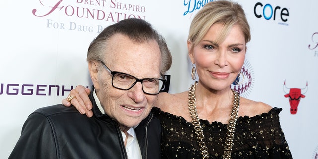 Larry King (left) and his wife since 1997, Shawn King (right). (Photo by Greg Doherty/FilmMagic)