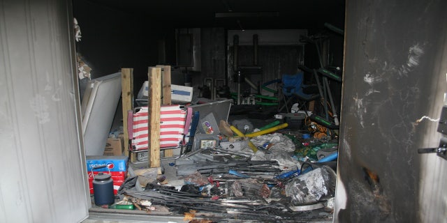 This photo shows the inside of the shed where a fire broke out that killed Tony Hsieh.