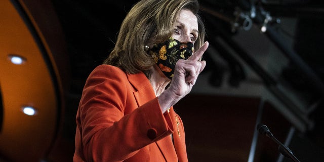U.S. House Speaker Nancy Pelosi, a Democrat from California, speaks during a news conference at the U.S. Capitol in Washington, D.C., U.S., on Friday, Jan. 15, 2021. Pelosi described the impeachment of President Donald Trump as "so urgent" but declined to say when the House will send the single charge for inciting insurrection to the Senate to begin his trial. Photographer: Sarah Silbiger/Bloomberg via Getty Images