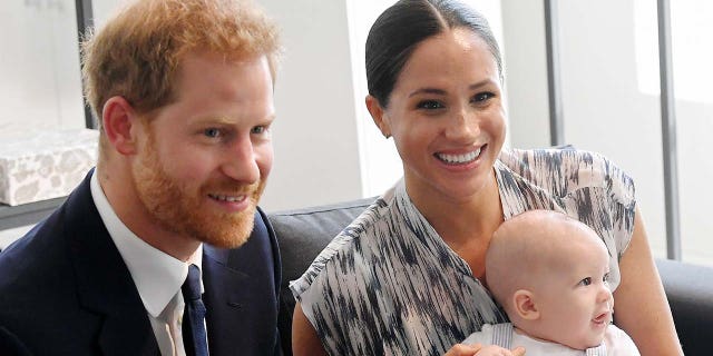 Prince Harry (pictured here with Meghan Markle and their son Archie) will reportedly fly to the United Kington in June.