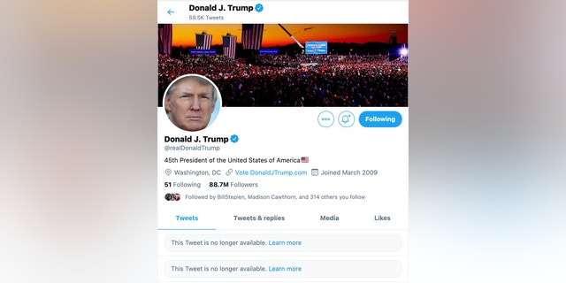 Twitter removed two of President Trump's tweets on Wednesday, following riots in the nation's capital.