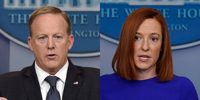 Sean Spicer was peppered with tough questions, while the press took it easy on ex-CNN pundit Jen Psaki.