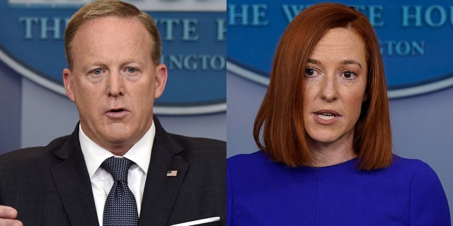 Sean Spicer was peppered with tough questions, while the press took it easy on ex-CNN pundit Jen Psaki.