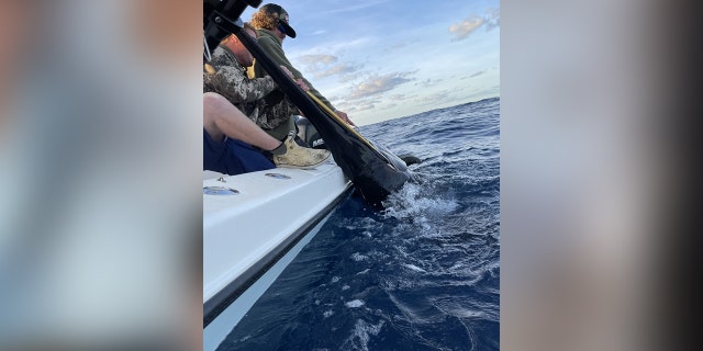 It took the young anglers five hours to reel in the giant swordfish.