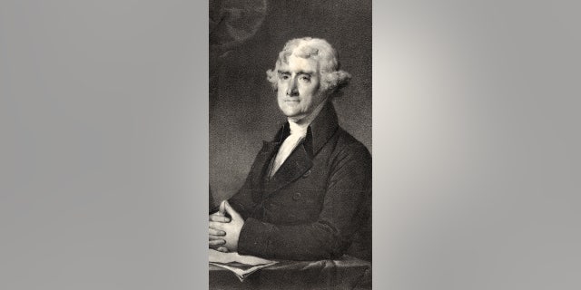 A vintage portrait of Thomas Jefferson, third president of the United States.