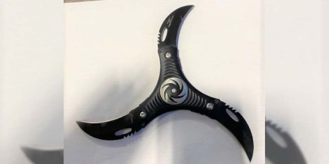 Officers with the TSA at Reagan Airport stopped a traveler with a "razor-sharp" throwing star in a carry-on bag. The item, seen above, was confiscated at the checkpoint.