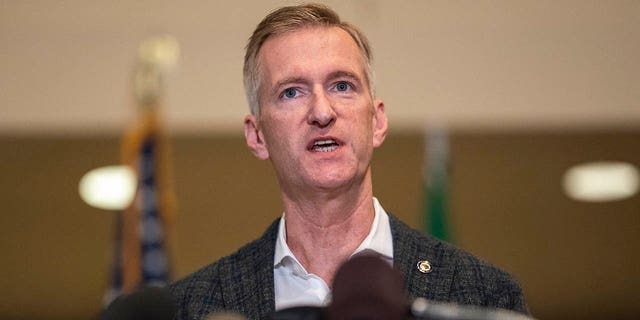 Portland Mayor Ted Wheeler speaks at City Hall on Aug. 30, 2020. (Getty Images)