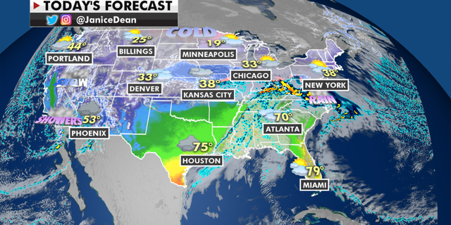 The national forecast for Monday, Jan. 25. (Fox News)