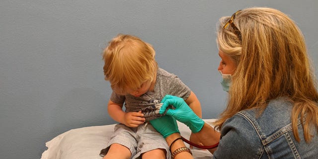 Daniel Abernathy shared this photo of his son being treated by Dr. Dodson.