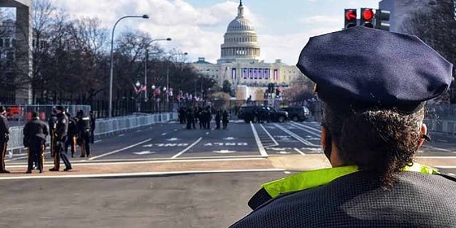 Le département de la police métropolitaine de Washington a partagé cette photo le 22 janvier montrant la présence policière près du Capitole américain deux jours après l'inauguration