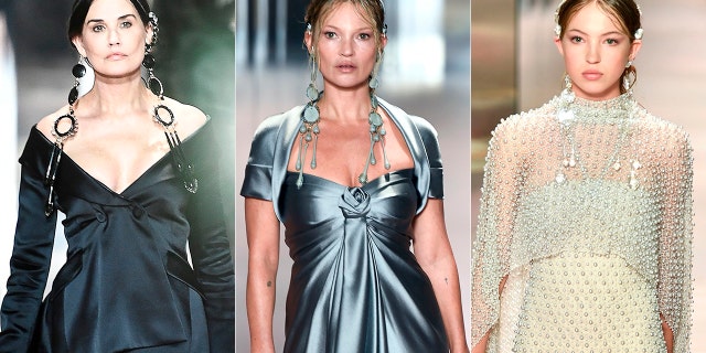 Demi Moore, left, Kate Moss, center, and Lila Moss, right, all walked the runway at Paris Fashion Week.