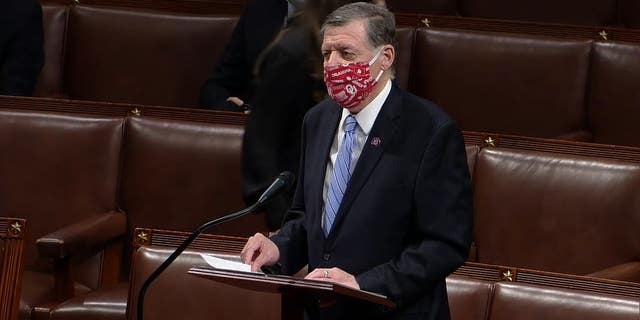 Rules Committee Ranking Member Rep. Tom Cole, R-Okla., speaks on the House floor during the pandemic.