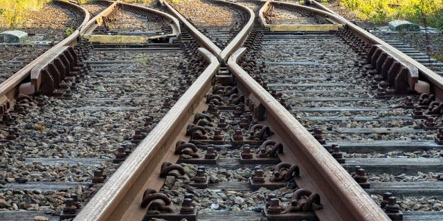 File photo of railroad train tracks
