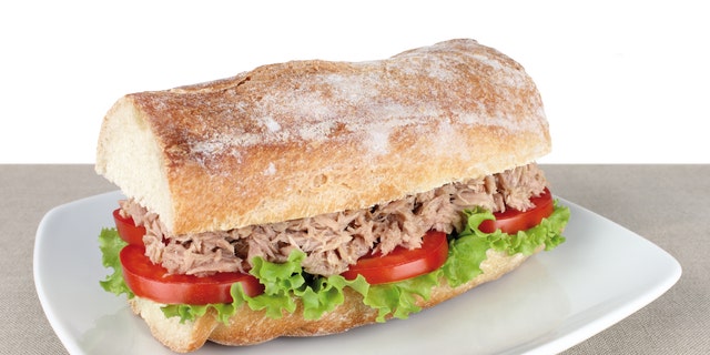 Fresh tuna sandwich with lettuce and tomato