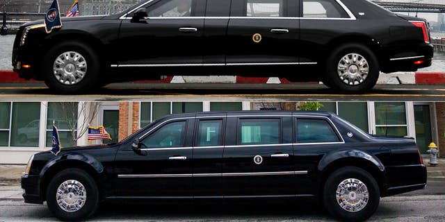 Trump's limousine (top) is an evolution of Obama's "Beast" Cadillac.