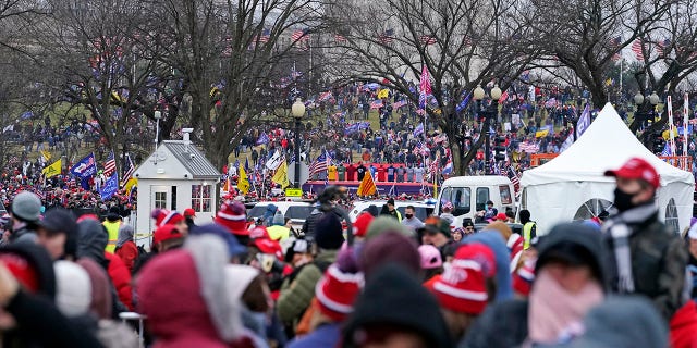 People attend a rally in support of President Donald Trump called the "Save America Rally," Wednesday, Jan. 6, 2021, in Washington. (AP Photo/Jacquelyn Martin)