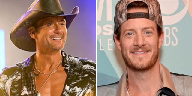 Tim McGraw (L) and Tyler Hubbard (R)