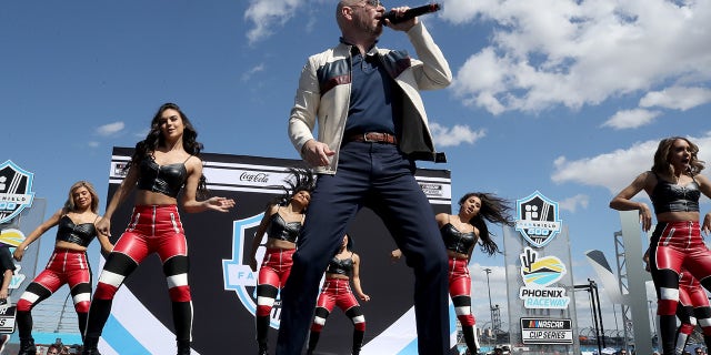 Pitbull performed before the NASCAR Cup Series FanShield 500 at Phoenix Raceway last March.