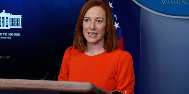 White House press secretary Jen Psaki speaks with reporters in the James Brady Press Briefing Room at the White House, Thursday, Jan. 21, 2021, in Washington. (AP Photo/Alex Brandon)