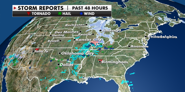 Storms across the U.S. in the last 48 hours. (Fox News)