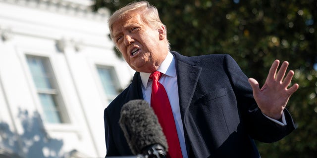 President Donald Trump speaks to reporters on the South Lawn of the White House before boarding Marine One on January 12, 2021 in Washington, DC. Following last week's deadly pro-Trump riot at the U.S. Capitol, the House of Representatives is set to impeach Trump Wednesday. (Photo by Drew Angerer/Getty Images)