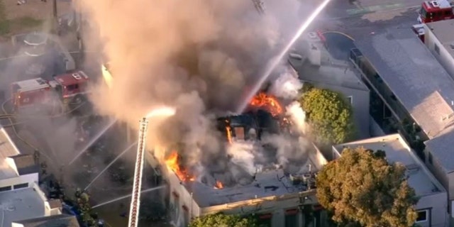 Firefighters battled the blaze in Venice Beach.