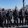 U.S. Capitol Police officers stand guard during a protest in Washington, D.C., on Wednesday, Jan. 13, 2021. President Donald Trump was impeached by the U.S. House on a single charge of incitement of insurrection for his role in a deadly riot by his supporters that left five dead and the Capitol ransacked. (Eric Lee/Bloomberg via Getty Images)