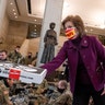 Rep. Vicky Hartzler, R-Mo., delivers pizza to members of the Delaware National Guard in the Capitol Visitor Center as the House debates of an article of impeachment against President Donald Trump on Wednesday, January 13, 2021. (Tom Williams/CQ-Roll Call, Inc via Getty Images)