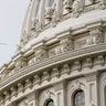 A U.S. Park Police helicopter circles the Capitol as a nearby fire prompted a temporary lockdown during a during a rehearsal for President-elect Joe Biden's inauguration ceremony, at the Capitol in Washington, Monday, Jan. 18, 2021.