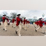 Members of the Old Guard Fife and Drum Corps march during rehearsal for the inauguration of President-elect Joe Biden and Vice President-elect Kamala Harris along Pennsylvania Avenue in front of the White House, Monday, Jan. 18, 2021, in Washington.