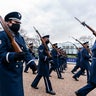 Members of the United States Air Force march during rehearsal for the inauguration of President-elect Joe Biden and Vice President-elect Kamala Harris along Pennsylvania Avenue in front of the White House, Monday, Jan. 18, 2021, in Washington.