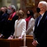President-elect Joe Biden and his wife Jill Biden attend Mass at the Cathedral of St. Matthew the Apostle during Inauguration Day ceremonies Wednesday, Jan. 20, 2021, in Washington. (AP Photo/Evan Vucci)