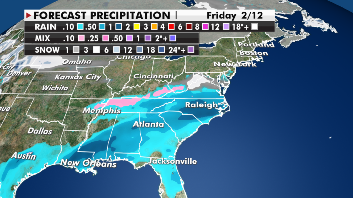 Expected precipitation totals through Friday. (Fox News)