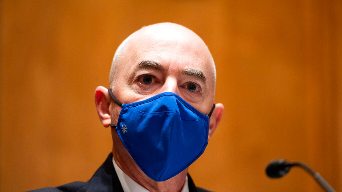 Homeland Security Secretary nominee Alejandro Mayorkas testifies during his confirmation hearing in the Senate Homeland Security and Governmental Affairs Committee on Tuesday, Jan. 19, 2021, on Capitol Hill in Washington. (Bill Clark/Pool via AP)